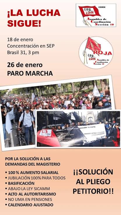 Maestros del CNTE anuncian marcha y paro de labores en escuelas de la ...